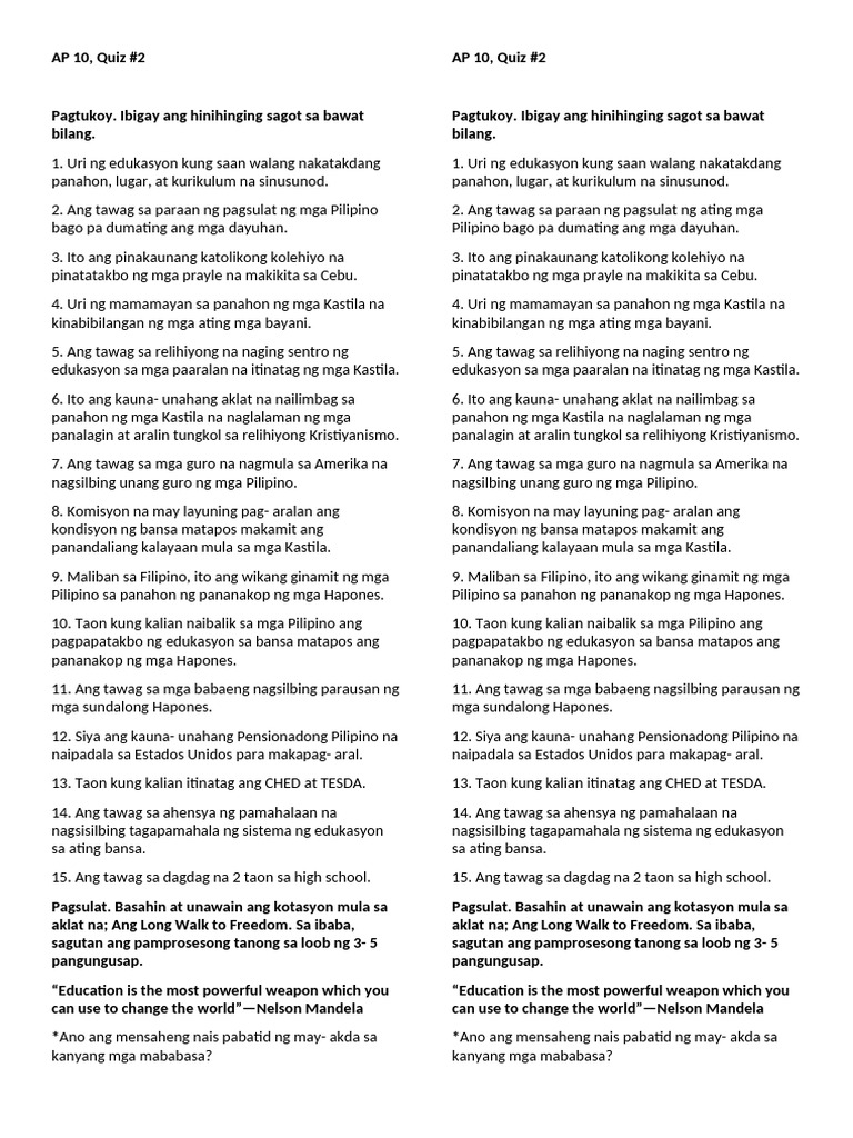 Ap 10. Quiz 2 | PDF
