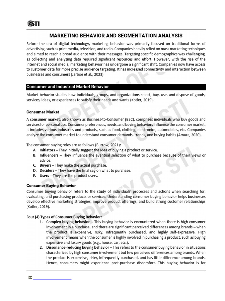 03 Handout 1 | PDF | Marketing | Market Segmentation