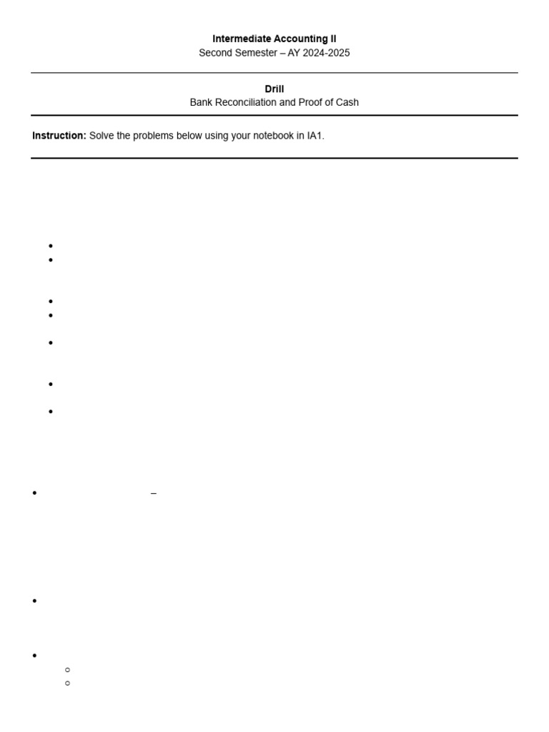 Proof of Cash Reconciliation Exercises | PDF | Banks | Banking