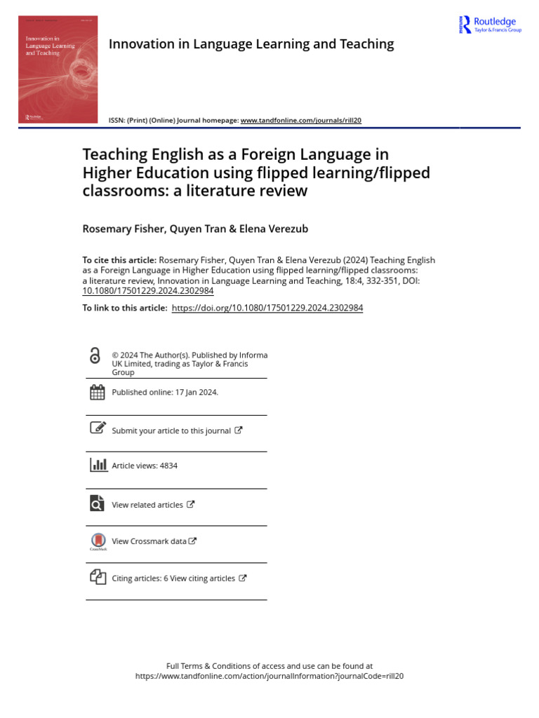 Teaching English As A Foreign Language in Higher Education Using ...