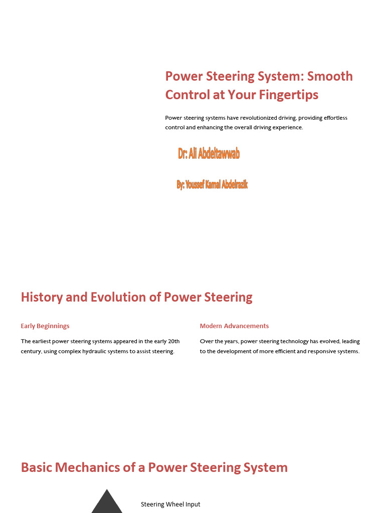 Power Steering: Effortless Control Explained | PDF | Steering | Vehicles