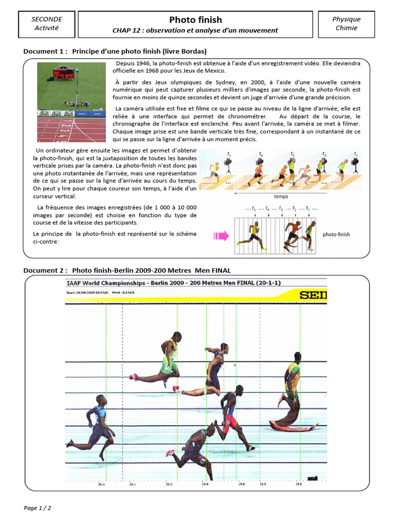 Comprendre la photo finish en athlétisme | PDF