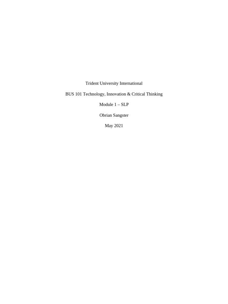 BUS 101 Module 1 SLP | PDF | Fast Food | Restaurants