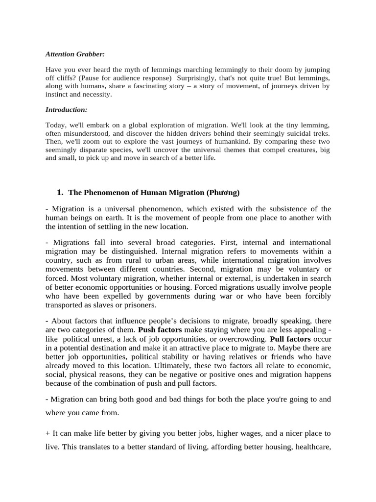 Understanding Migration: Lemmings to Humans | PDF | Human Migration ...