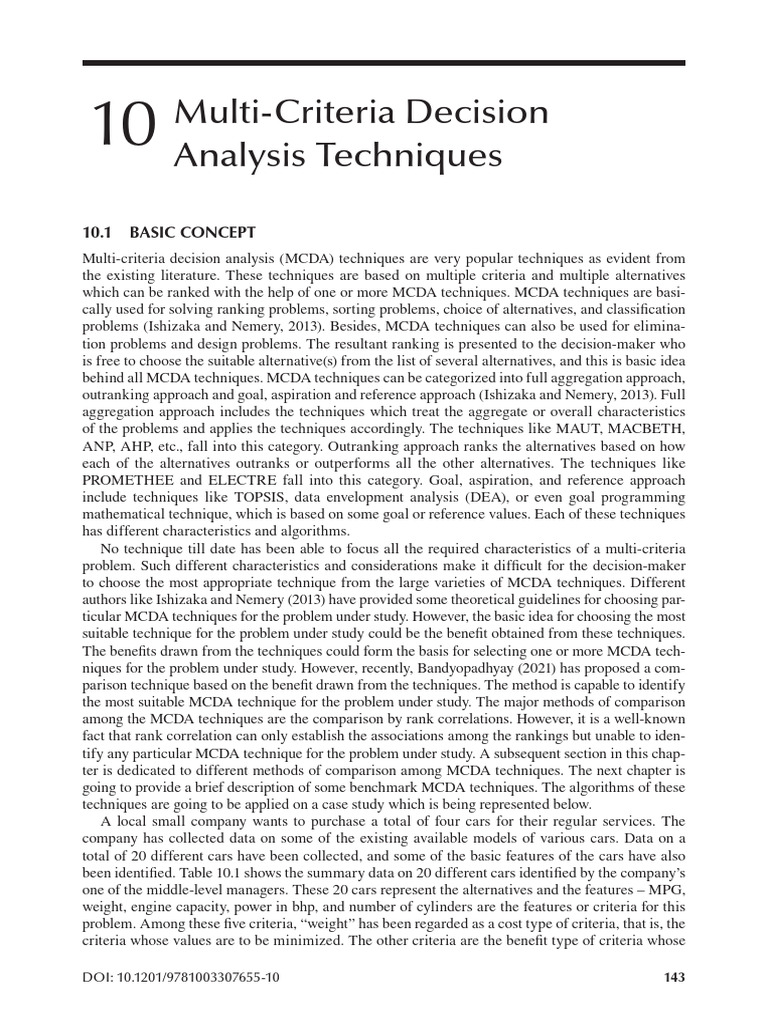 Multi-Criteria Decision Analysis Techniques | PDF | Decision Making ...