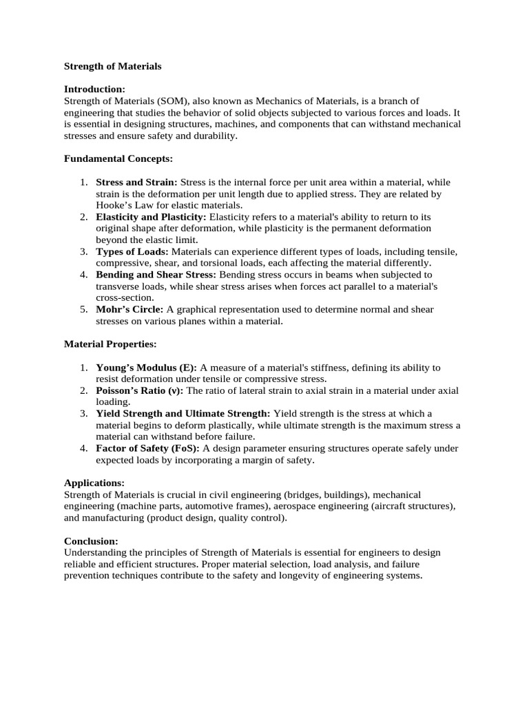 Fundamentals of Strength of Materials | PDF | Strength Of Materials ...