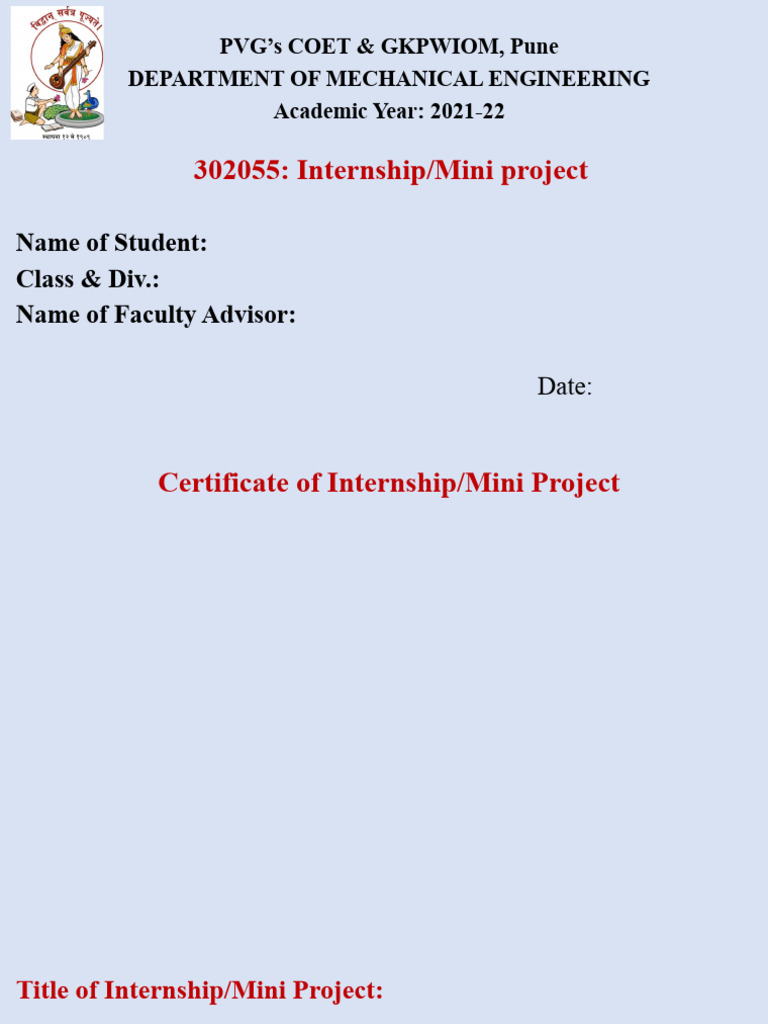 Template For Internship Presentation - 2023-24 | PDF