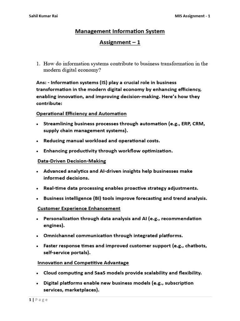 Management Information System Ass-1 | PDF | Cloud Computing ...