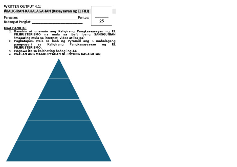 WRITTEN OUTPUT 4.1 - G10 - Kaligirang Pangkasaysayan NG EL FILI | PDF