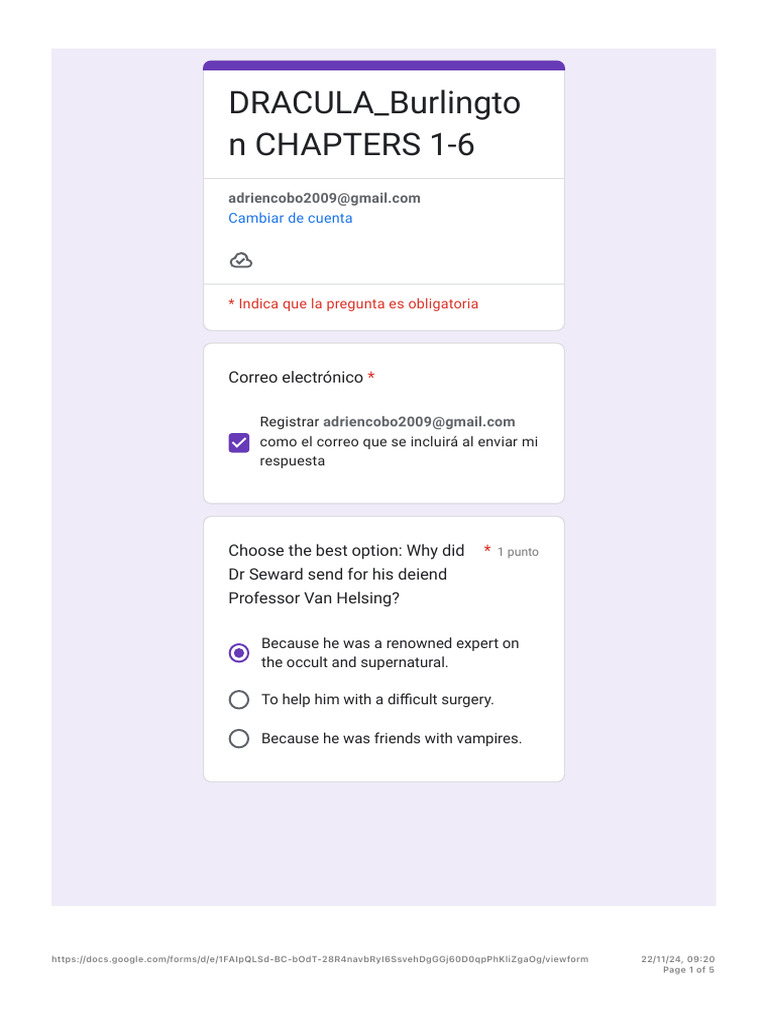 Dracula Quiz: Chapters 1-6 Questions | PDF | Count Dracula | Mina Harker