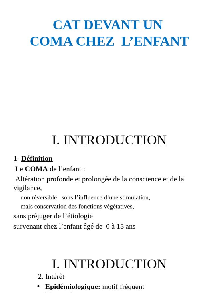 Premier signe de réveil du coma pédiatrique | PDF | Coma | Médecine ...