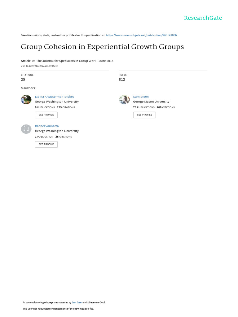 Group Cohesion in Growth Groups Study | PDF | Quantitative Research ...