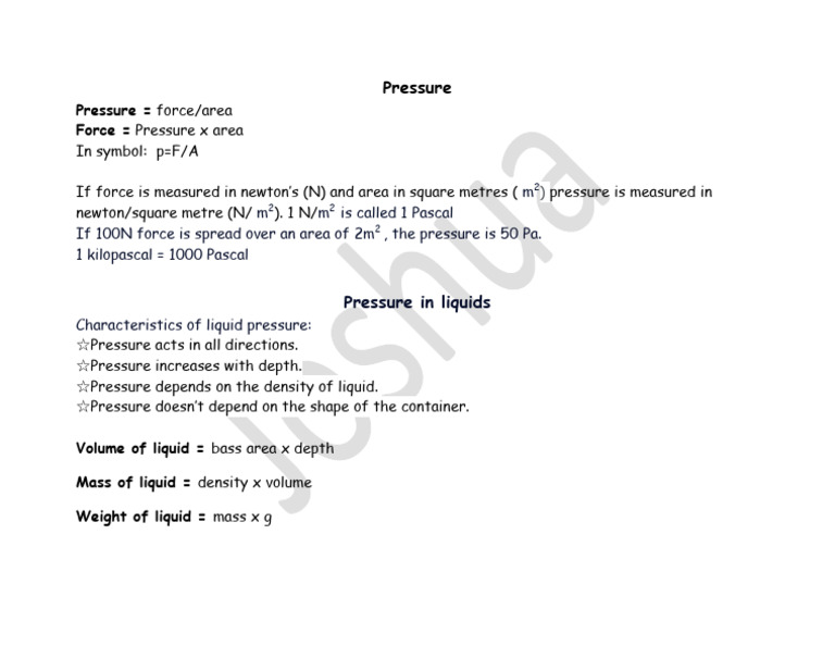 Understanding Pressure and Its Principles | PDF