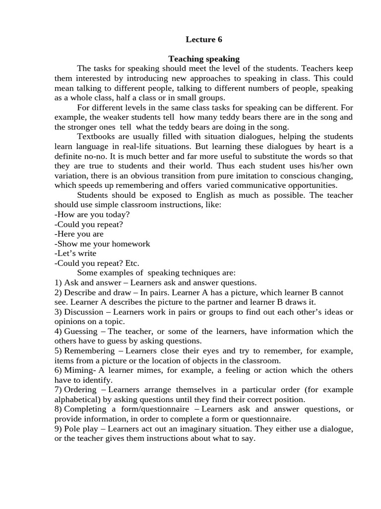 Effective Strategies for Teaching Speaking and Writing | PDF | Learning ...