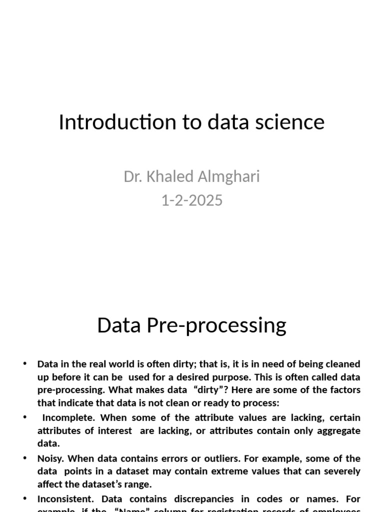 Data Pre-processing in Data Science | PDF | Databases | Data