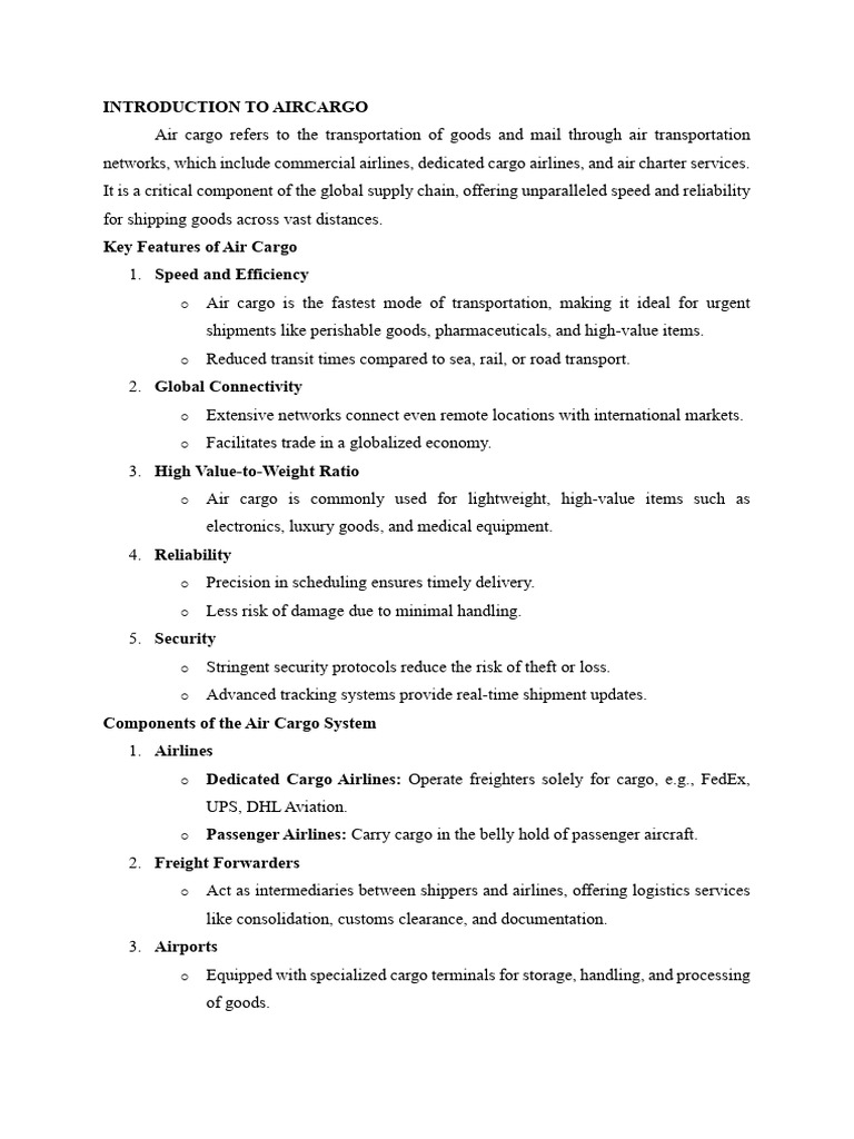 Air Cargo: Key Features and Operations | PDF | Air Traffic Control ...
