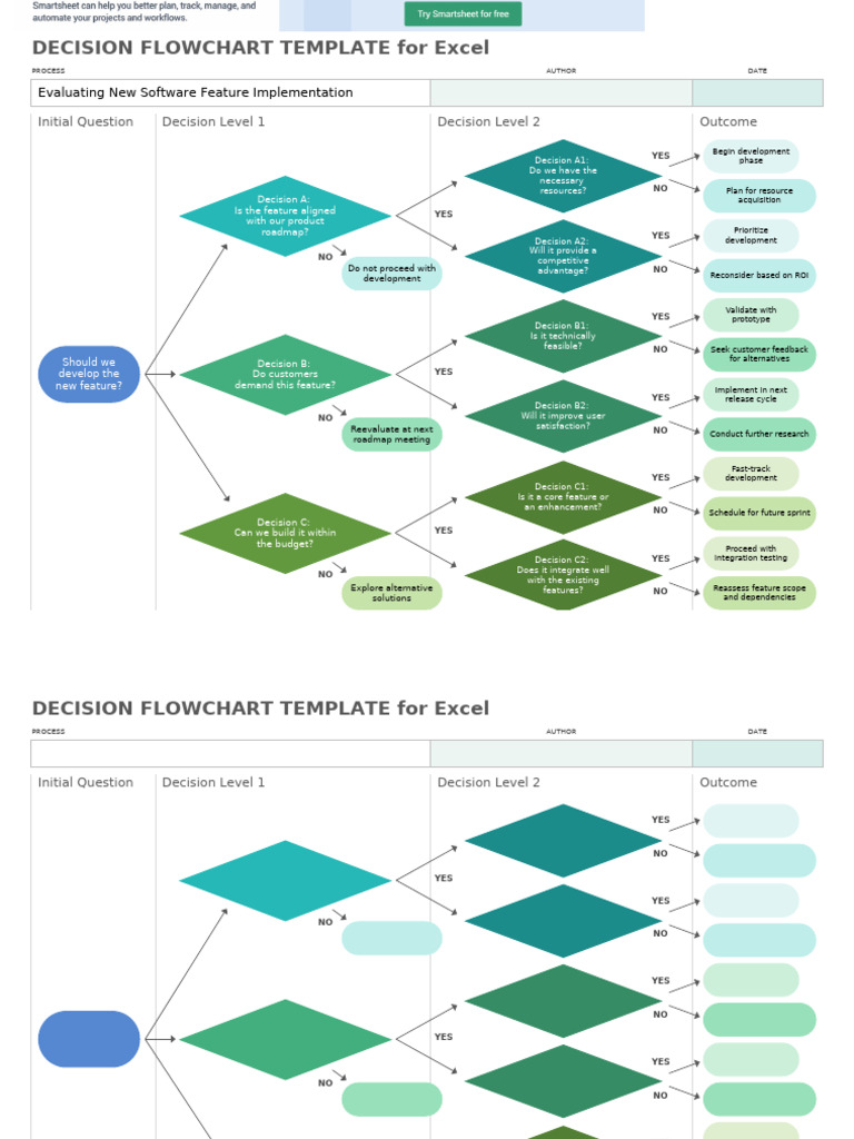 IC Decision Flowchart Template for Excel | PDF | Computing