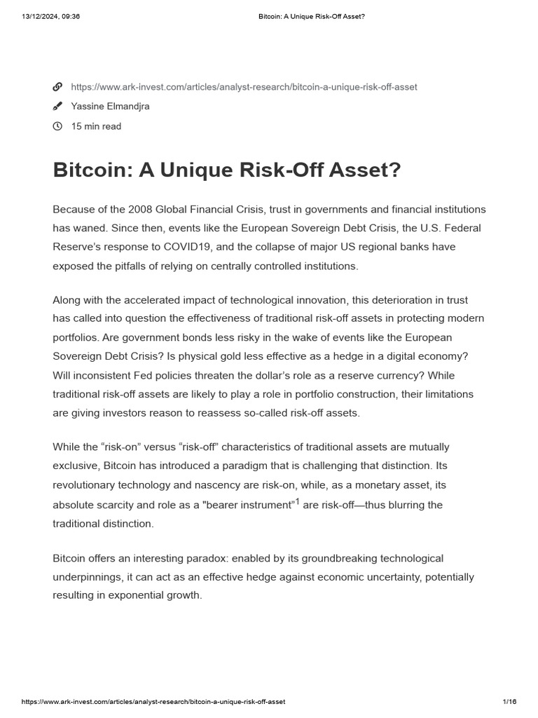 Bitcoin - A Unique Risk-Off Asset | PDF | Investment Fund | Exchange ...