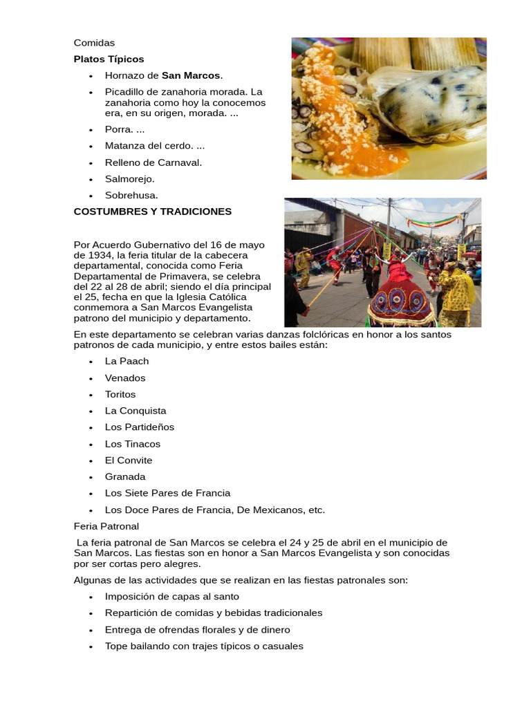Comida Típica de San Marcos | PDF