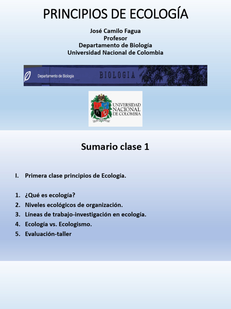 CLASE - 3 - Principios de Ecología - No | PDF | Ecología | Ecosistema