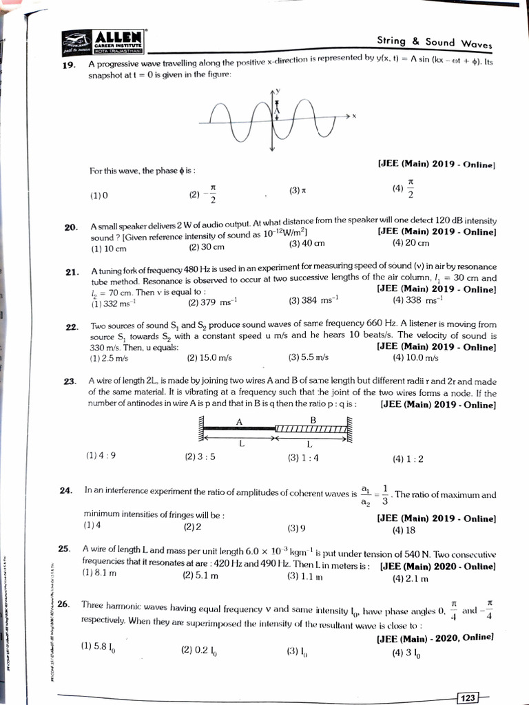 Waves Questions for JEE Preparation | PDF | Resonance | Sound