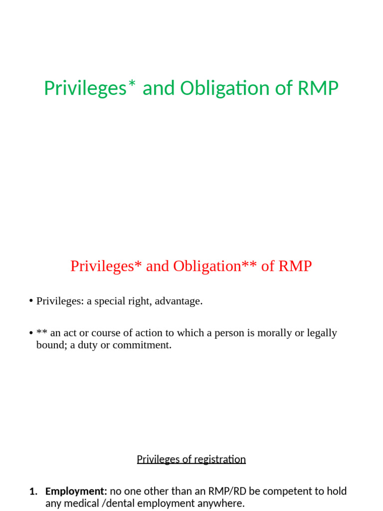RMP Privileges and Obligations Explained | PDF | Medical Ethics ...