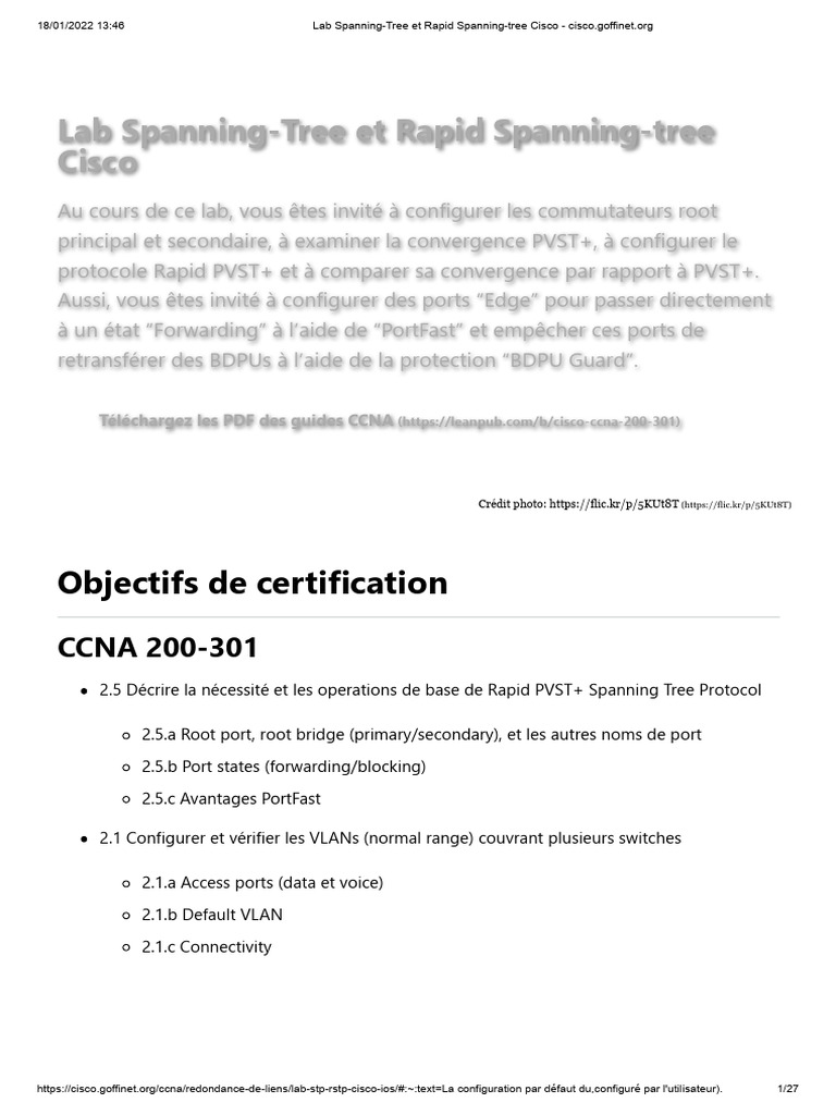 Lab sur Rapid Spanning Tree Cisco | PDF | Réseau informatique ...