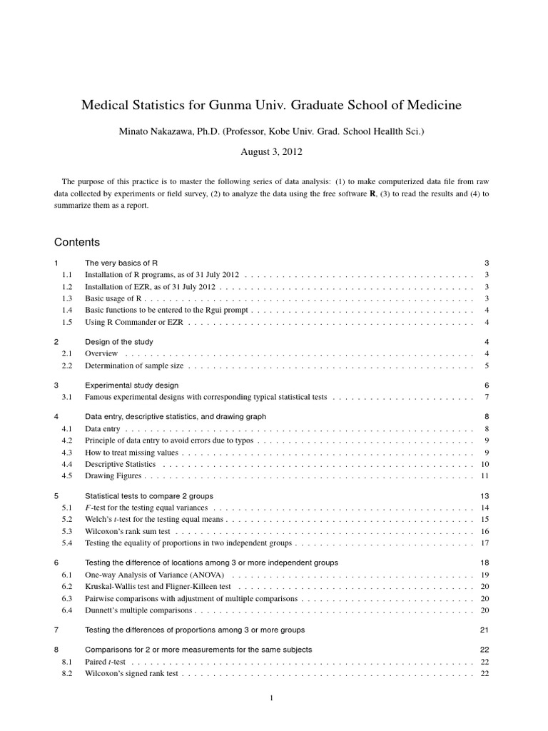 Medical Statistics For Gunma Univ. Graduate School of Medicine | PDF ...