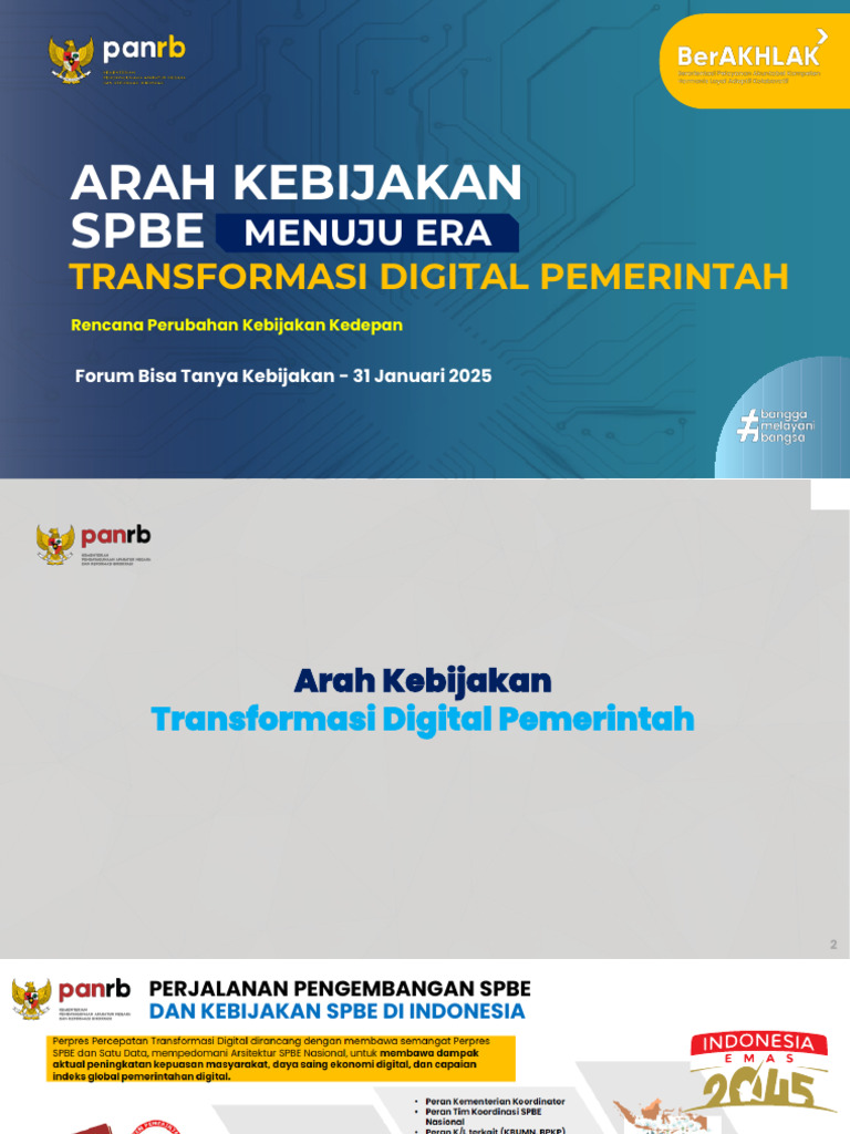 Kebijakan Transformasi Digital SPBE 2025 | PDF