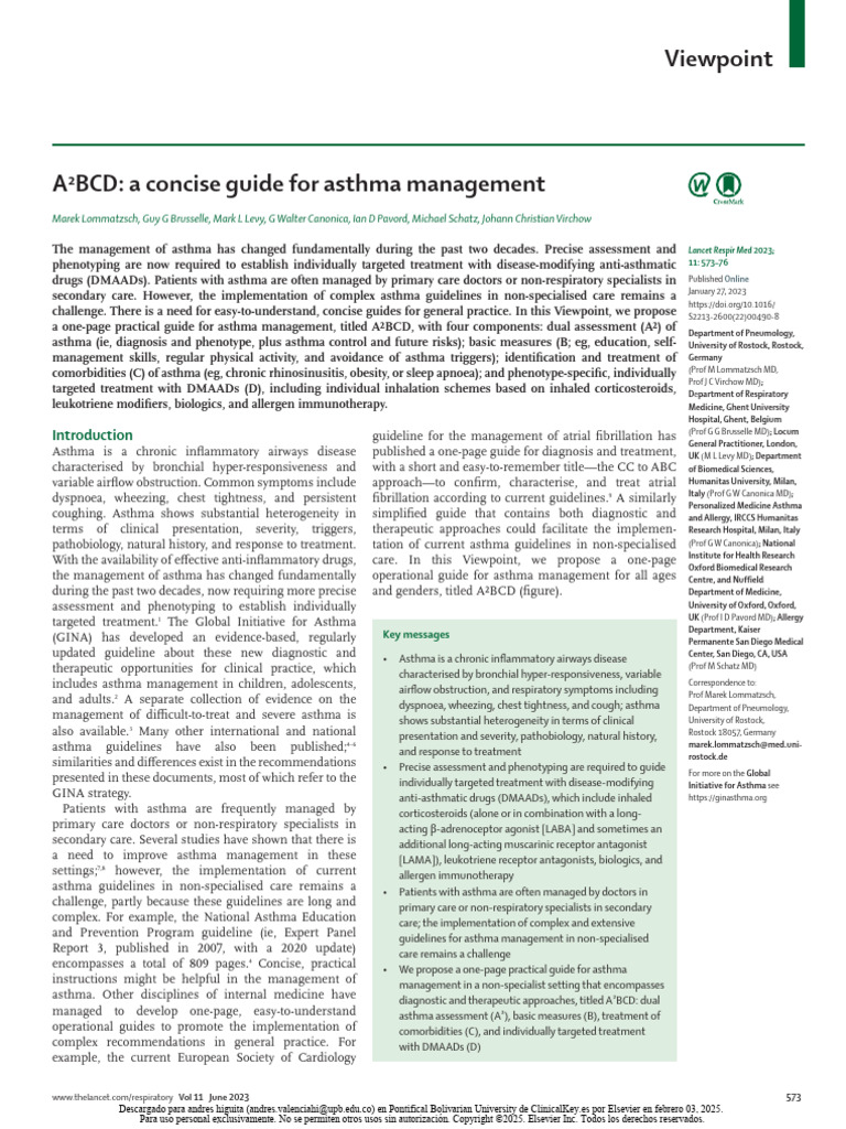 A²BCD: Simplified Asthma Management Guide | PDF | Asthma | Chronic ...