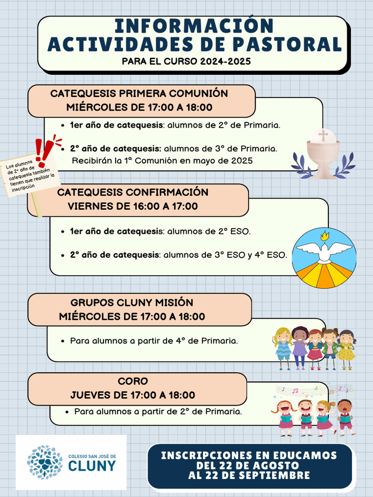 24-25 Información Actividades de Pastoral | PDF