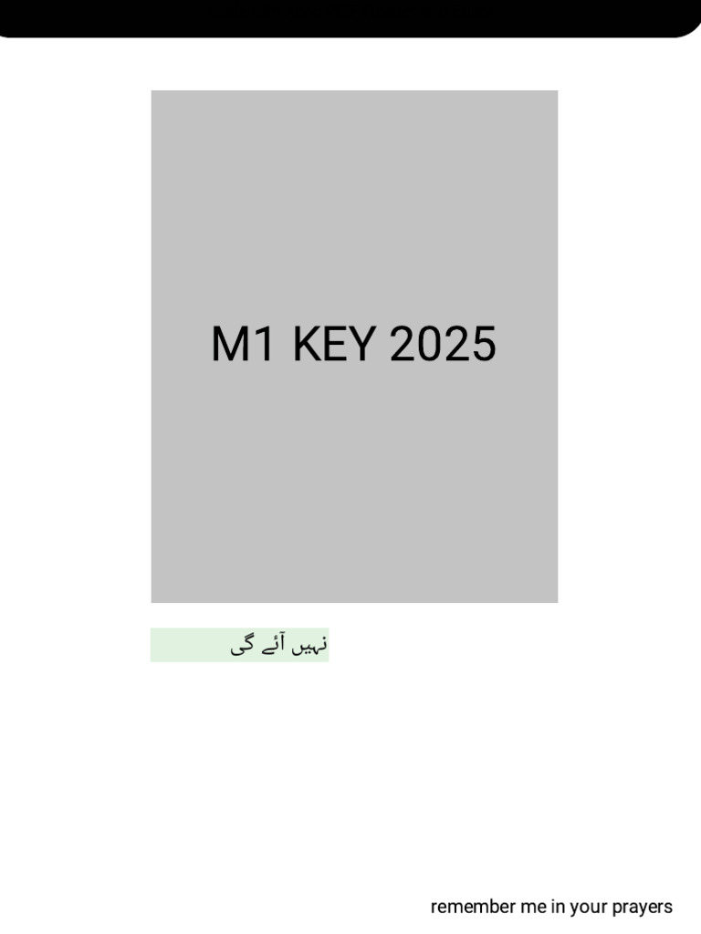 M1 KEY 2025: Remember Me in Your Prayers | PDF