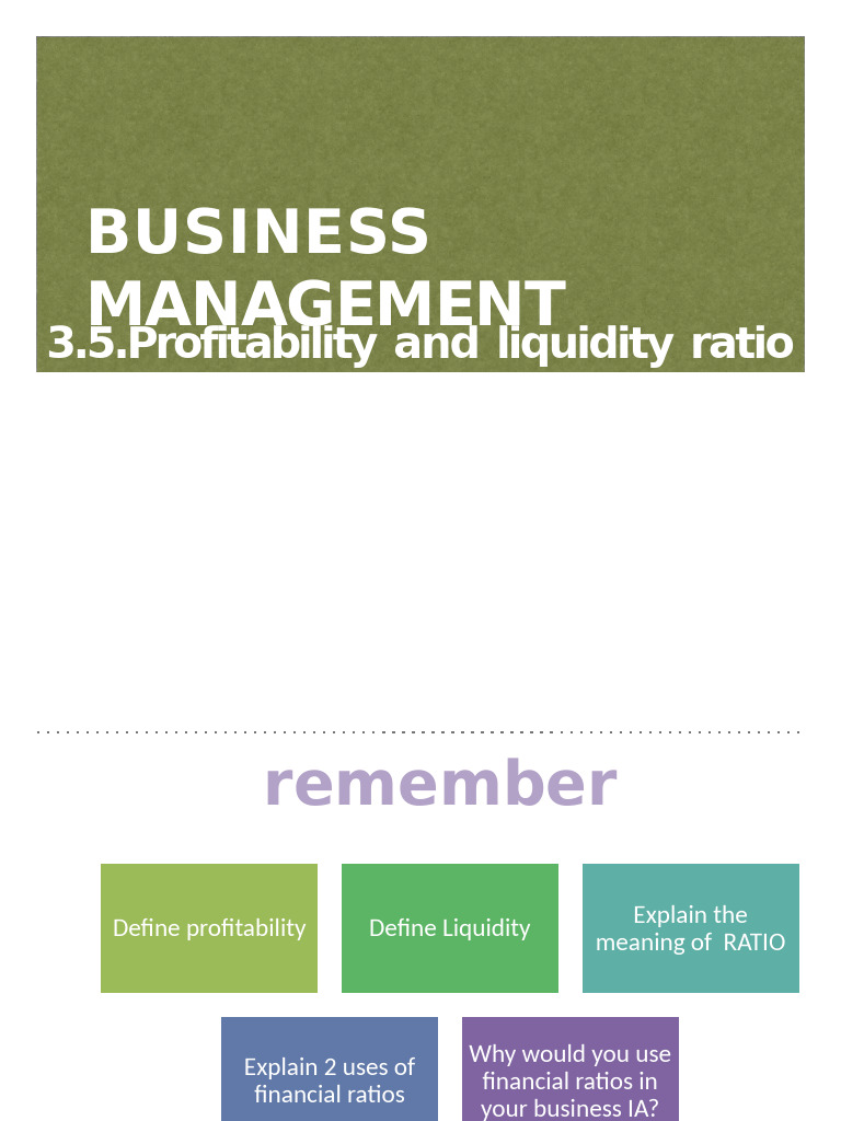 IB - 3.5.profitability and Liquidity Ratio Analysis | PDF | Gross ...