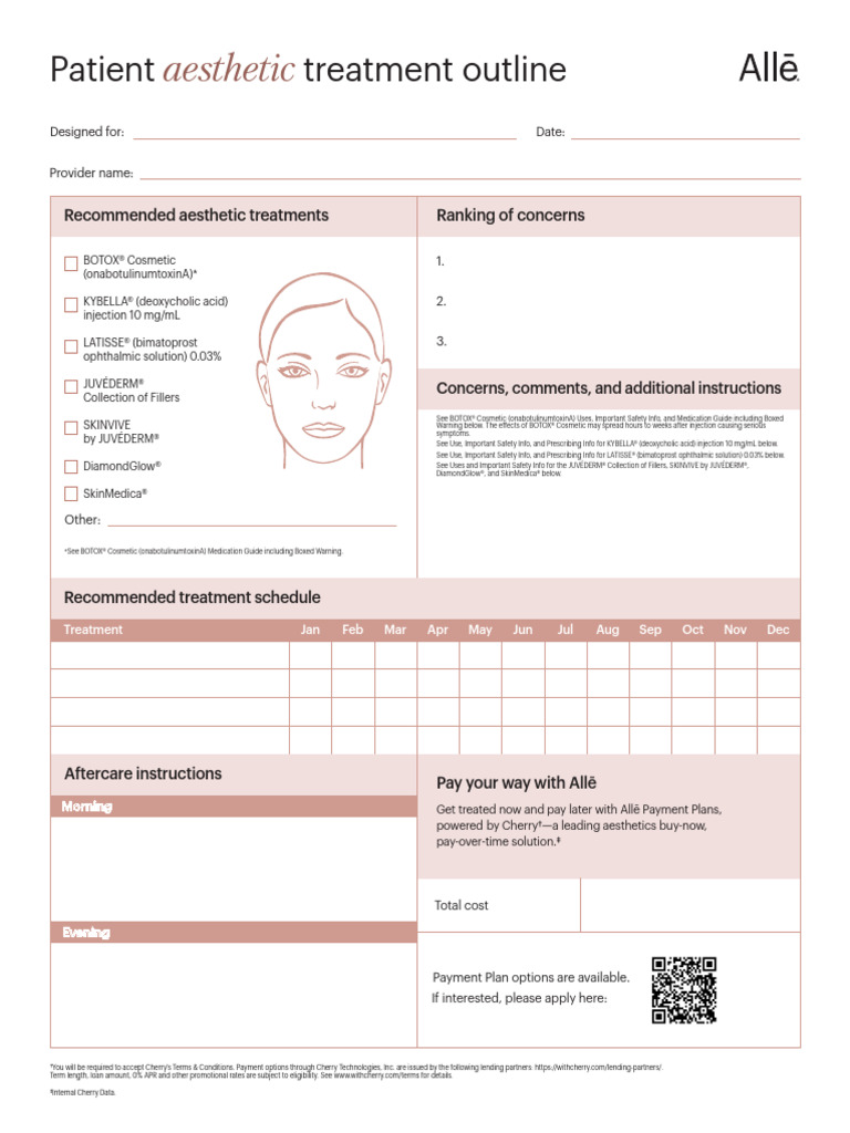 Patient Aesthetic Treatment Outline | PDF | Botulinum Toxin | Sunscreen