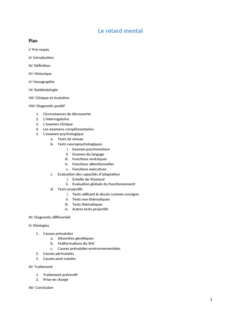 Définition du retard mental et ses types | PDF | Handicap mental ...