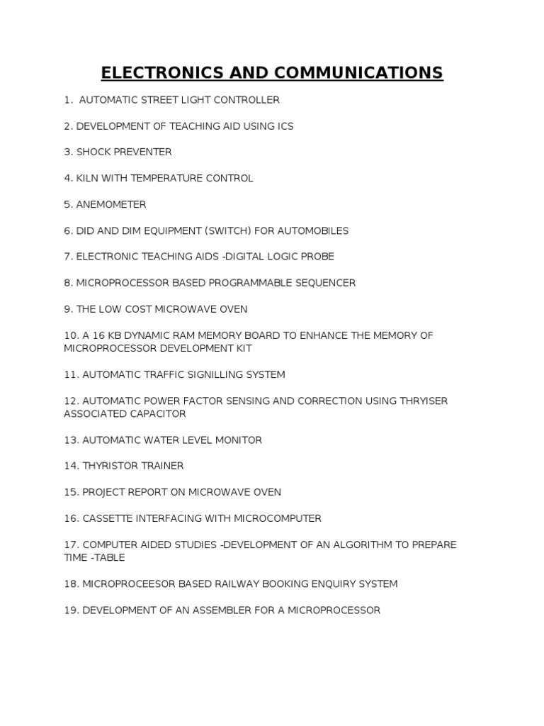 Electronics & Communication Projects | PDF | Embedded System | Digital ...