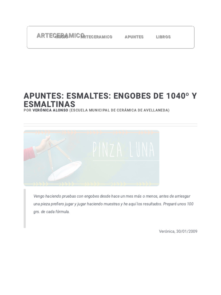 Fórmulas de Engobes para Cerámica | PDF | Cerámica | Materiales