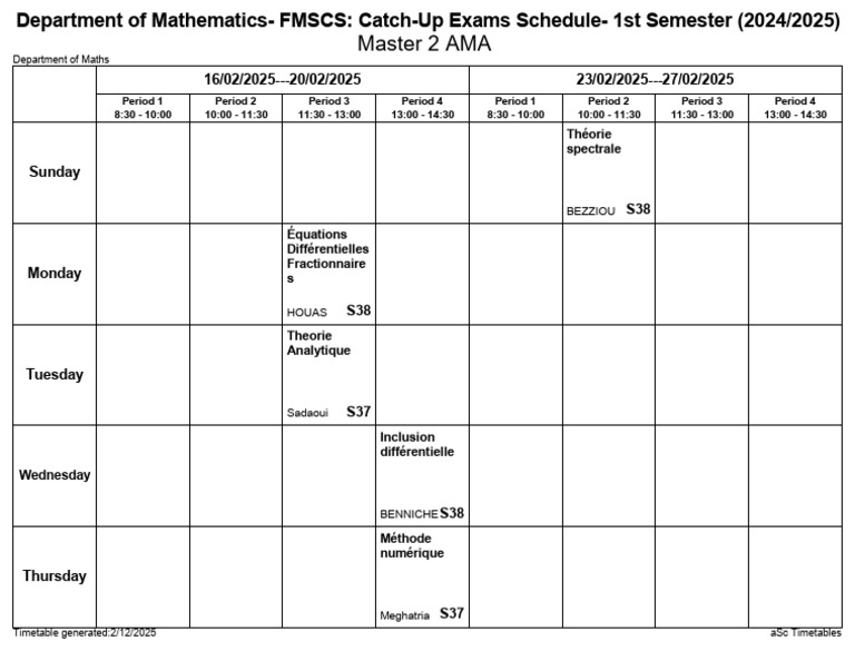 Maths Department Timetable 2025 | PDF