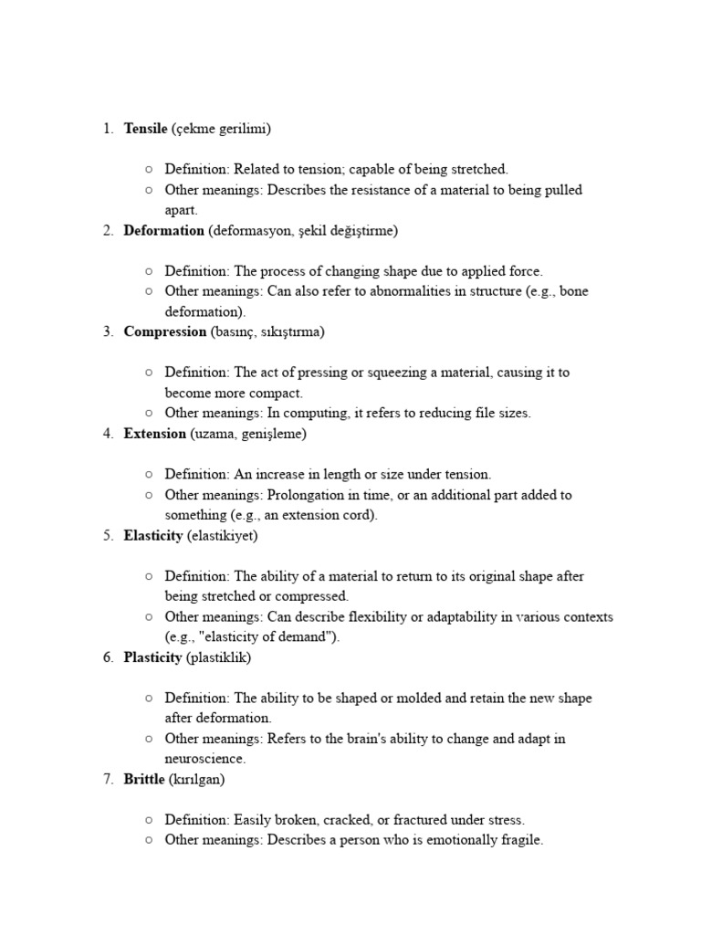 Key Material Properties Explained | PDF | Deformation (Engineering ...