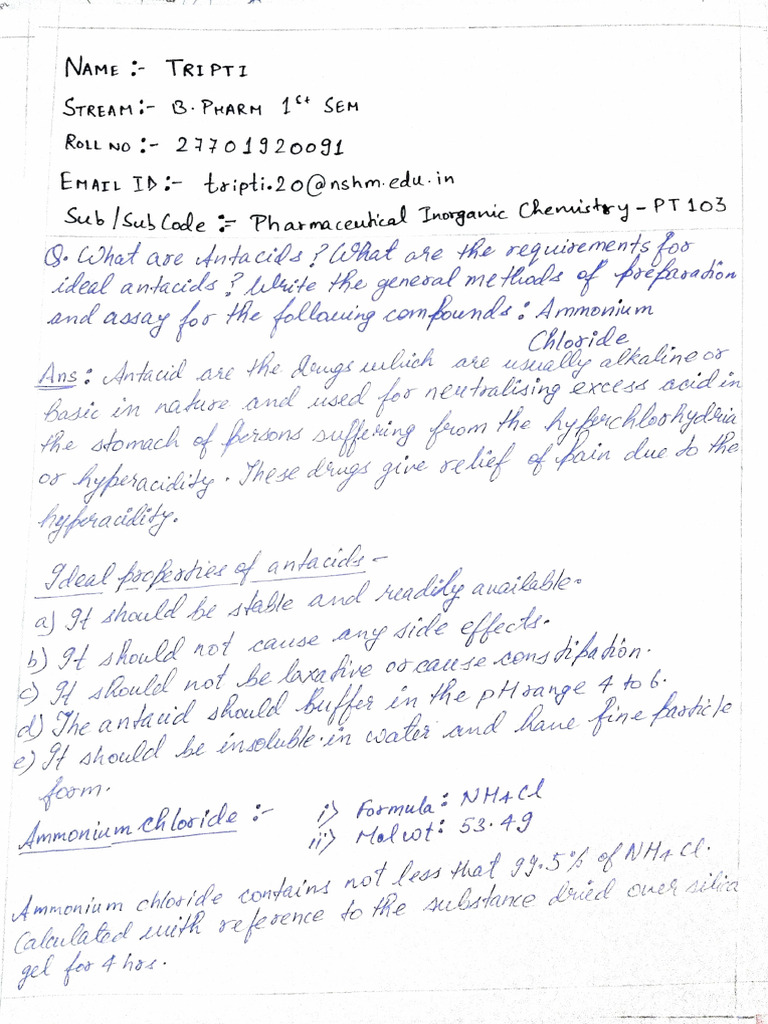 Inorganic Chemistry Notes for Pharm 1st Year | PDF | Physical Chemistry ...