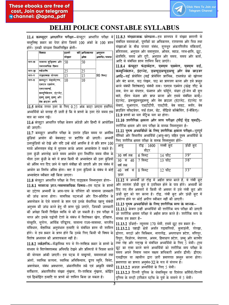SSC Delhi Constable Executive Male & Female | PDF