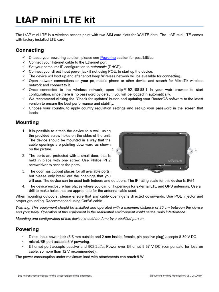 MikroTik RouterBOARD RB912R 2nD LTM R11e LTE US.02 | PDF ...
