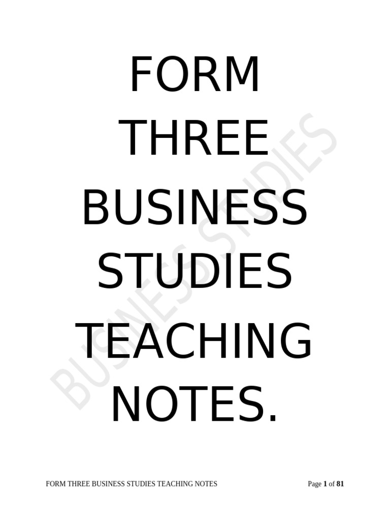 Form Three Business Studies: Demand & Supply | PDF | Demand | Supply ...