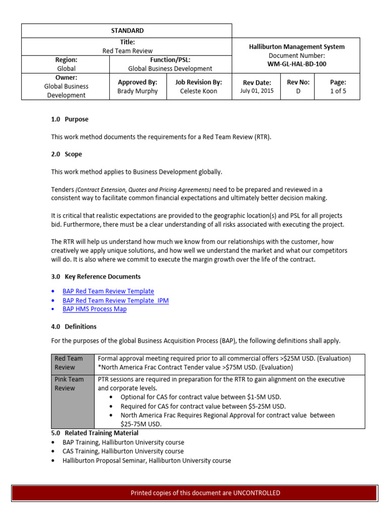 Red Team Review Guidelines by Koon | PDF