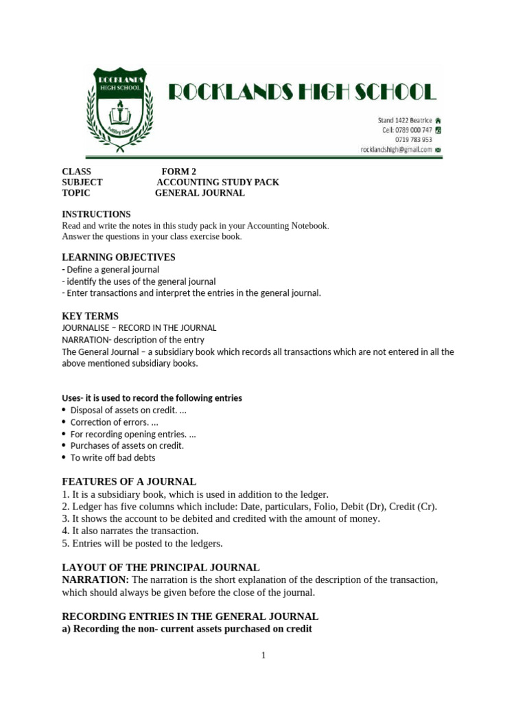 General Journal Accounting Study Guide | PDF | Debits And Credits | Money