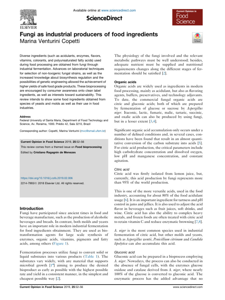 Fungi As Industrial Producers of Food Ingredients | PDF | Fungus