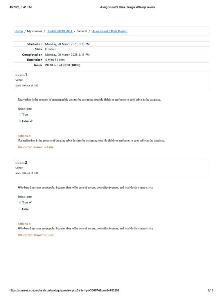 Assignment 9 Data Design - Attempt Review | PDF