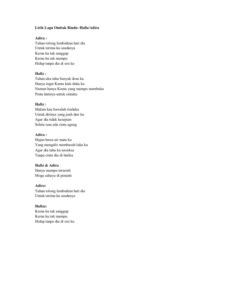 Lirik Lagu Oh Rindu