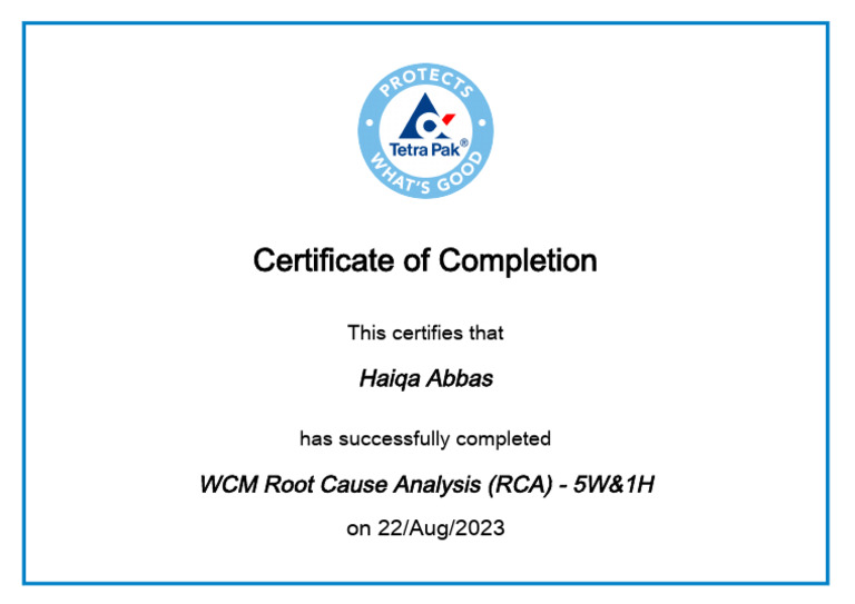 Certificate of Completion for RCA Course | PDF