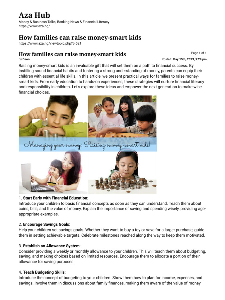 Raising Money-Smart Kids: 27 Strategies | PDF | Interest | Debt